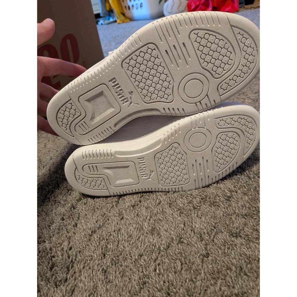 Puma Rebound Joy Kids White High Top Sneakers 374688-07 Size 2C